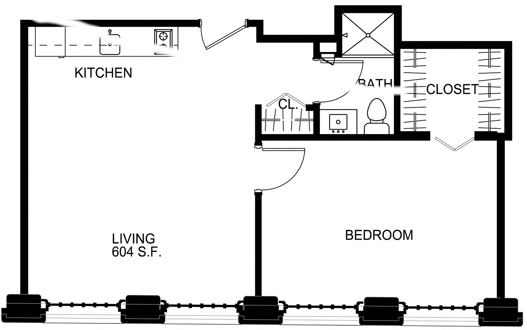 Floorplan for Apartment #S2633, 1 bedroom unit at Halstead Providence